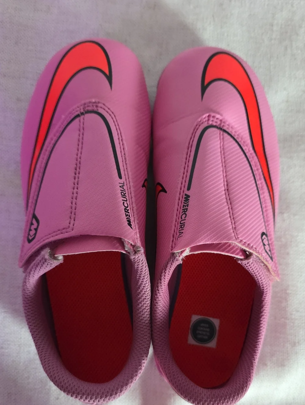 Nike Kids': Mercurial- Pink Soccer Sneakers with Orange Swoosh